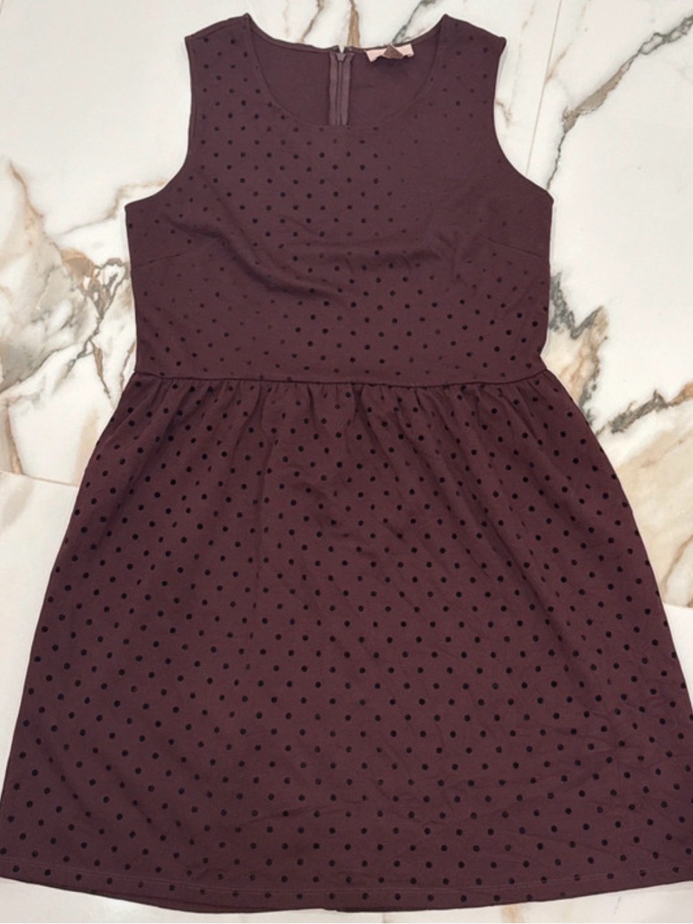 LOFT Plum Sleeveless Polka Dot Casual Dress